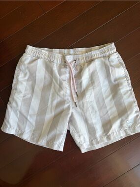 Allfenix White Striped Men’s Swim Trunks